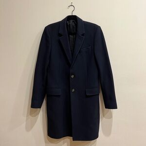 AMI Wool-Cashmere Overcoat - Marine
